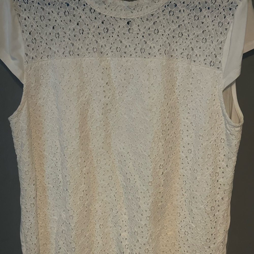 Tommy Hilfiger Cream Blouse with Lace Pattern